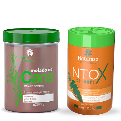 Kit Máscara Melado de Cana 1kg + Ntox de Cenoura 1kg - Natureza Cosméticos