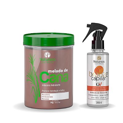 Kit Máscara Melado de Cana 1Kg + Bronze Capilar 200ML - Natureza Cosméticos