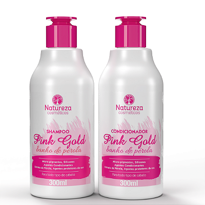 Home Care Pink Gold -  Shampoo e Condicionador 300ml - Natureza Cosméticos