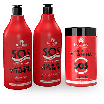 Kit SOS 1L - Shampoo + Máscara + Condicionador - Natureza Cosméticos