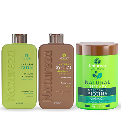 Kit Natural System de Biotina 1L + Máscara de Biotina 1Kg - Natureza Cosméticos