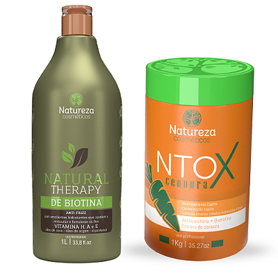 Natural Therapy de Biotina 1L - Somente 1 Ativo + Ntox de Cenoura - Natureza Cosméticos