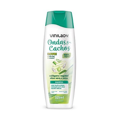 Shampoo Ondas e Cachos com Colágeno Vegetal, Aloe Vera + Coco 325ml