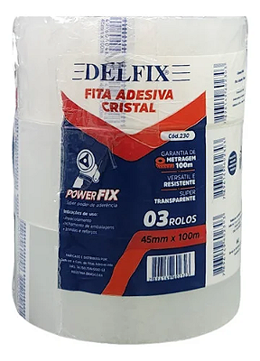 3 Fitas Adesiva Transparente Delfix 45mmx100m