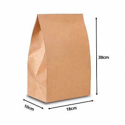 Sacos Kraft 30x18x10cm Para Delivery Kit 200 Unidades