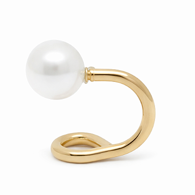 Ear Cuff de Pérola Sintética com Estrutura em Metal Banhado a Ouro | Sem Necessidade de Furo | 1,00 x 1,00 cm | Leve e Sofisticado
