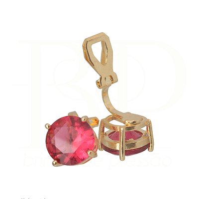 Brinco de Pressão Delicado com Zircônia Fúcsia | Elegância - Dourado