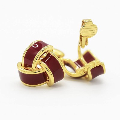 Brinco de Pressão BP Accessories Elo Luxe | Pintura Acrílica Preta ou Uva | Banho de Ouro 18K | Clipe Confortável | 2,00 x 2,00 cm