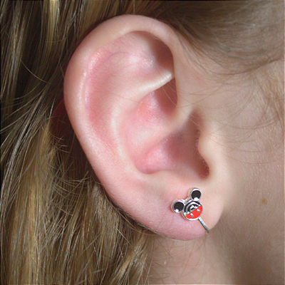 Brinco de Pressão Infantil BP - Mickey Mouse | Banho Ouro 18K ou Prata 925 I Produto Brasileiro