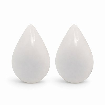 Brinco de Pressão Acrílico Cremoso Gota Off-White | Clipe Francês Ajustável Ouro 18K | 3,00 x 2,00 cm | Coleção Mocha 2025