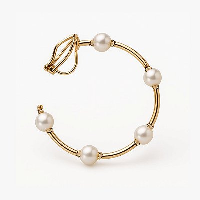 Brinco de Pressão BP Argola com Pérolas Intercaladas | Banho Ouro 18K ou Prata 925