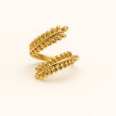 Anel BP Accessories Folhas Entrelaçadas Regulável | Banho Ouro 18K ou Prata 925