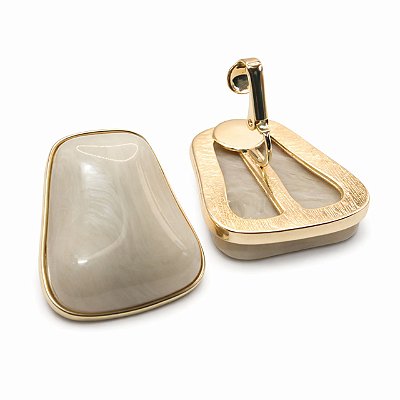 Brinco de Pressão Orgânico Pérola Cinza | Clipe Francês | 3,0 x 3,0 cm