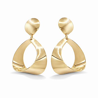 Brinco de Pressão Escultural com Torção Moderna | Banho Ouro 18K | Clipe Francês