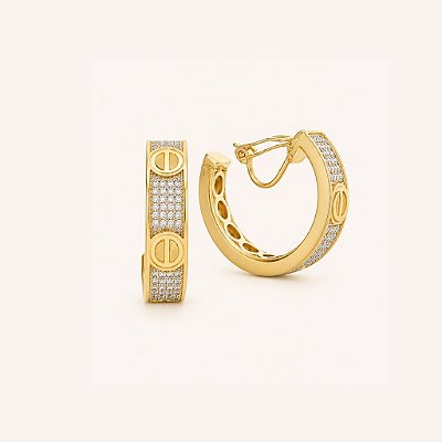 Brinco de Pressão BP Lumière Mosaïque Banho no Ouro 18K