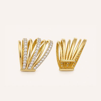 Ear Cuff de Pressão BP Lumière Éventail Banho no Ouro 18K