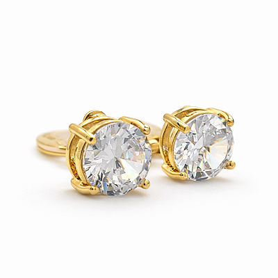 Brinco de Pressão Solitário Redondo com Zircônia | Elegância Delicada e Sofisticada - Dourado