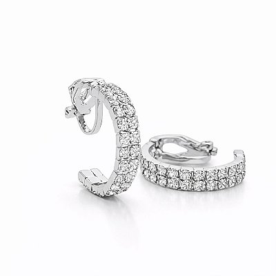 Argola de Pressão BP Cravada com Cristais Austríacos | Clipe Francês Ajustável | 2,0 x 2,0 cm | Produto Brasileiro - Ahanna