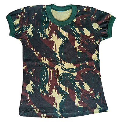 Camiseta Camuflada Baby Look Infantil - De 2 Até 14  Anos