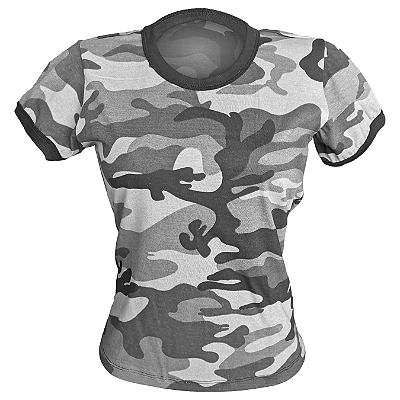 Camiseta Baby Look Feminina Camuflada Urbano - 100% Algodão