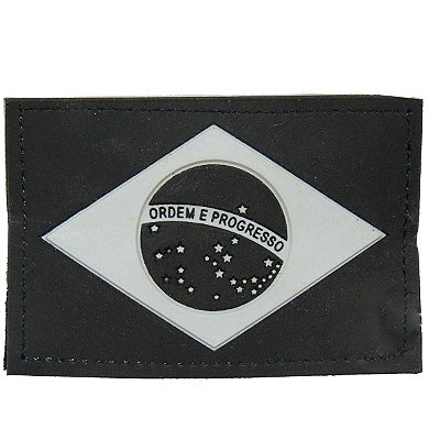 Patch Emborrachado  Bandeira Do Brasil Negativa Padrão Exército Preto e Branco