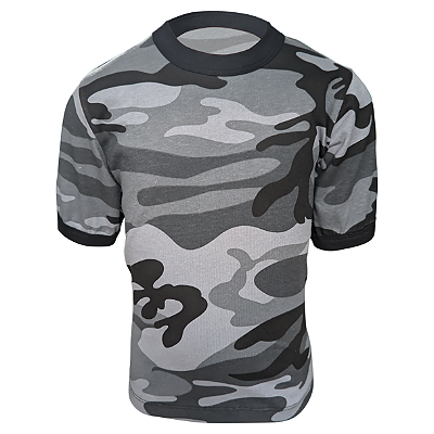Camiseta Infantil Manga Curta Camuflada Urbano 100% Algodão