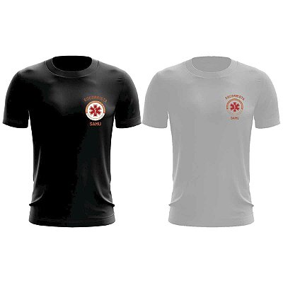 Camiseta Socorrista SAMU nas cores Preta e Branca