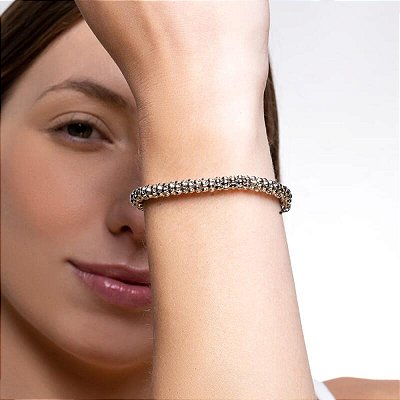 Pulseira espiga 6mm 24cm ródio claro