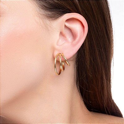 Brinco argola tripla fina