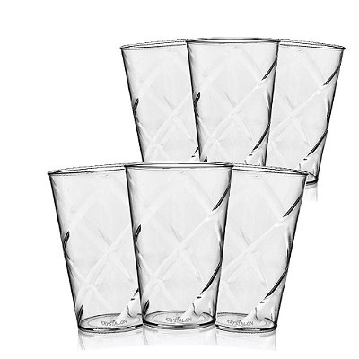 Kit 6 Copos Twister 700 ml Transparente Acrílico Poliestireno