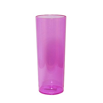 Copo Long Drink Tubo Rosa para festas 300ml - Poliestireno Acrilico PS
