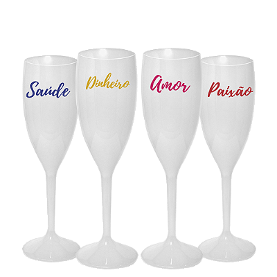 Kit 4 Taças Champanhe 200ml Branca Personalizadas