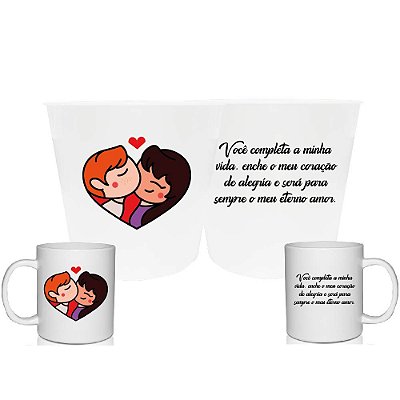 Kit Balde de Pipoca Dia dos Namorados - Você completa a minha vida