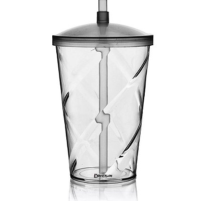 Copo Twister com Canudo e Tampa 700ml - Acrilico PS