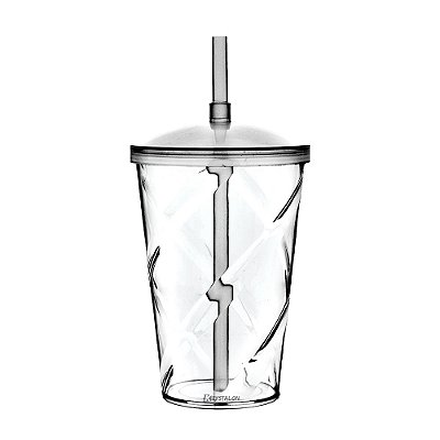 Copo Twister com Canudo e Tampa 700ml - Acrilico PS
