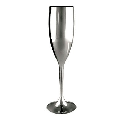 Taça Metalizada para Champanhe prateada - Acrilico PS (Minimo de 1000 peças para personalizar)