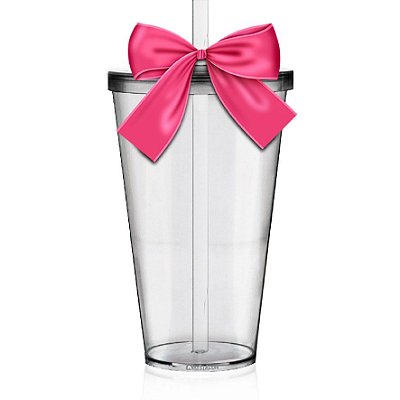 Copo Convite Daminha 500ml (Lembrancinha com Laço Rosa)