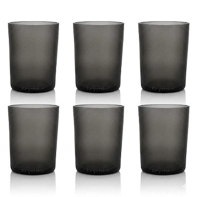 Kit 6 Copos Policarbonato Fumê 320ml