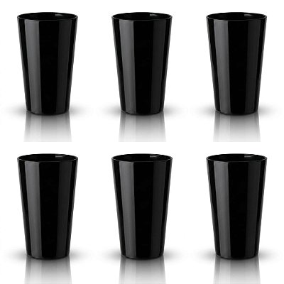 Kit 6 Copos Policarbonato Preto 500ml