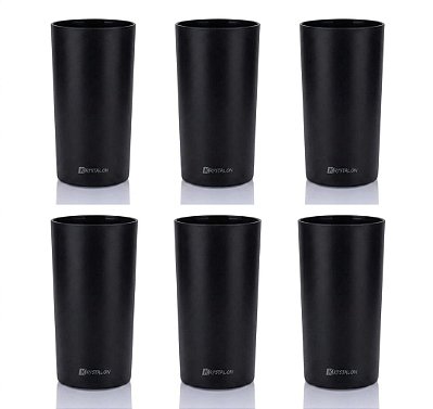Kit 6 Copos Long Drink Policarbonato Preto 280ml