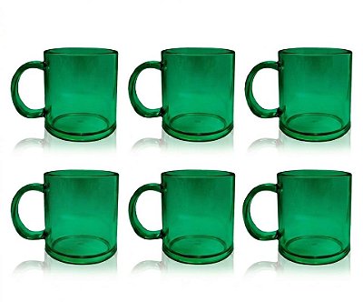 Kit 6 Canecas Policarbonato Verde 300ml