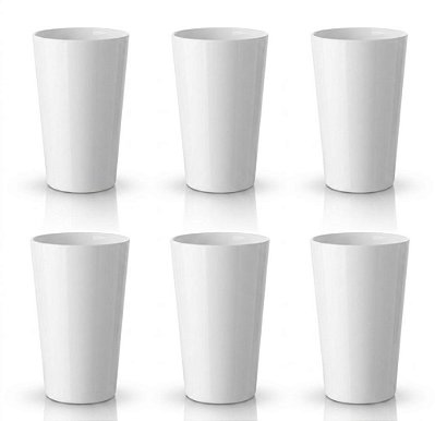 Kit 6 Copos Acrílicos Branco 500ml