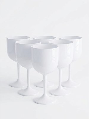 Kit 6 Taças Gin Acrílicas Brancas 550ml