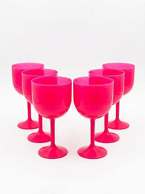 Kit 6 Taças Gin Acrílicas Rosa 550ml