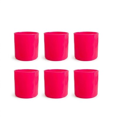 Kit 6 Copos Acrílicos Rosa Pink 320ml