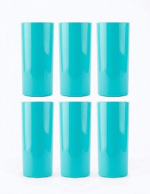 Kit 6 Copos Long Drink Acrílico Azul Tiffany 320ml