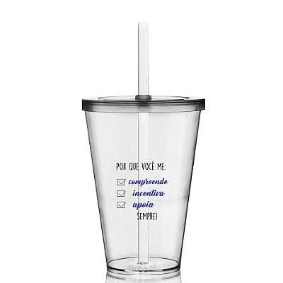 Copo com tampa Personalizado Namorados 550ml - Acrilico PS
