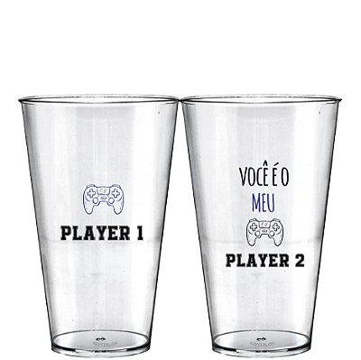 Kit 2 Copo Big Drink 550ml - Dias dos Namorados - Player 1 e Player 2