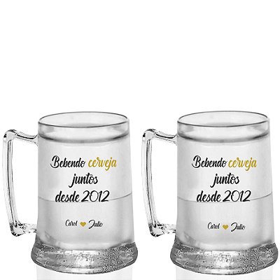 Kit 2 Canecas Gel 400ml - Dias dos Namorados - Bebendo Cerveja Juntos