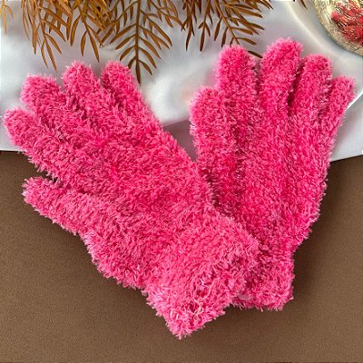 Luva em Pelúcia Rosa Pink
